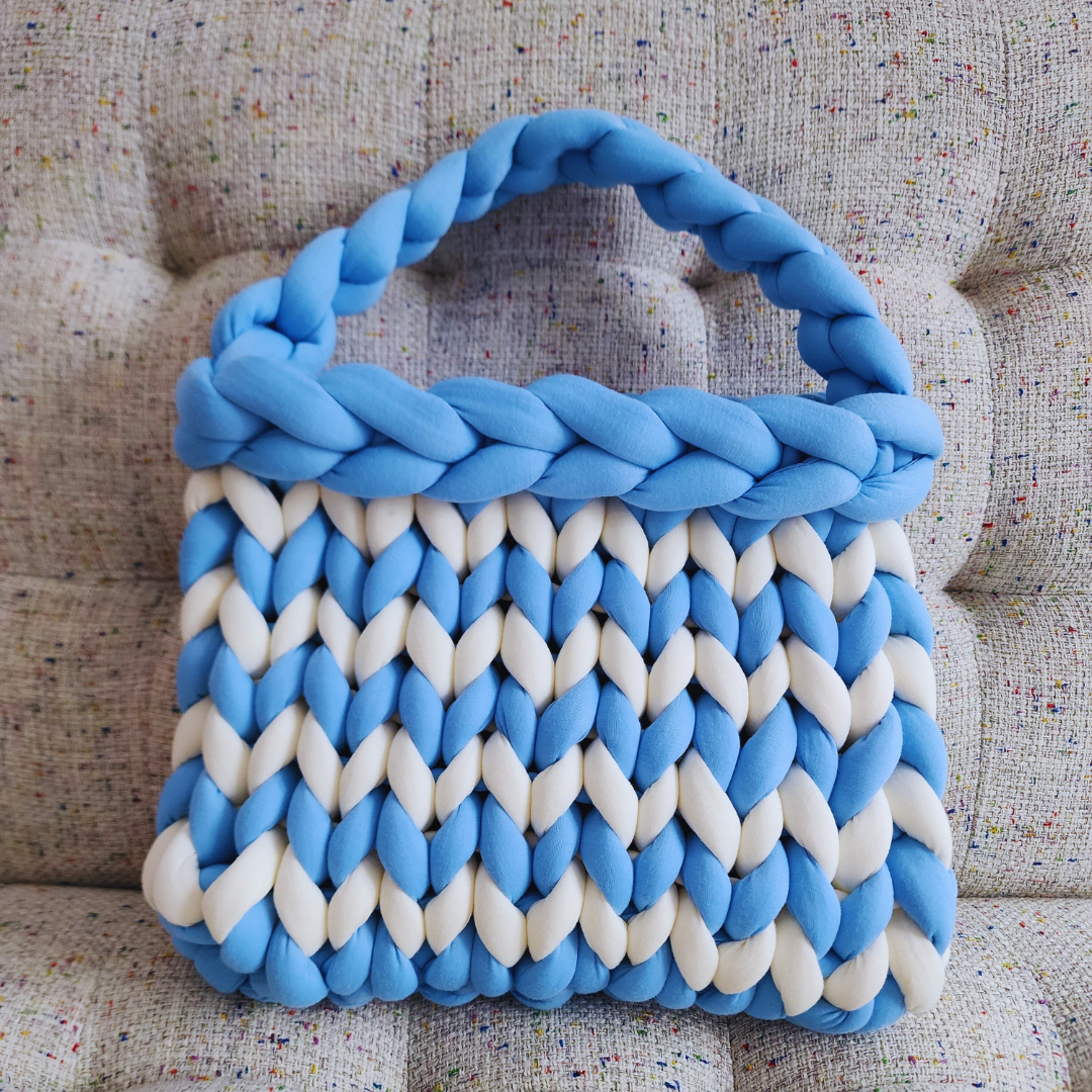 Handmade Single Stitch Striped Tote Bag