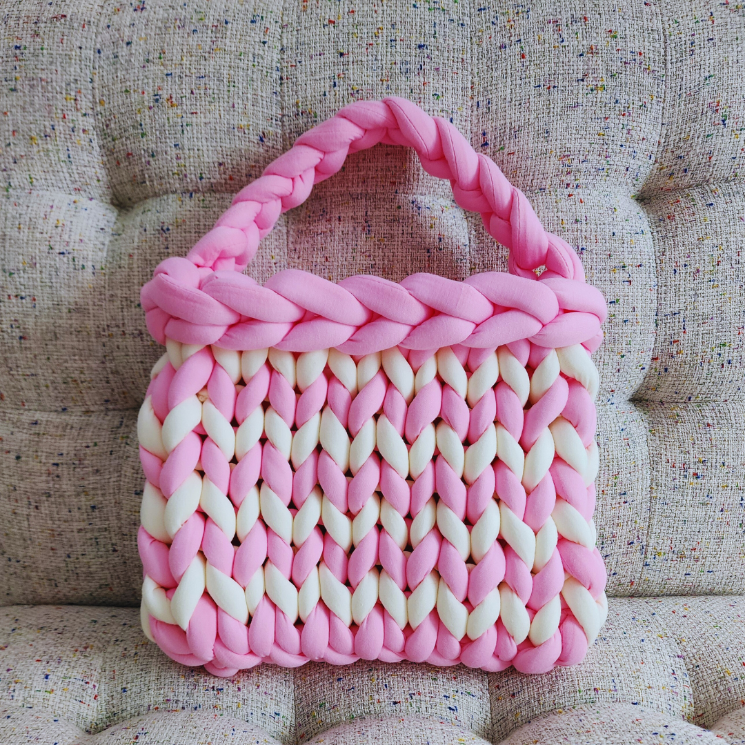 Handmade Single Stitch Striped Tote Bag