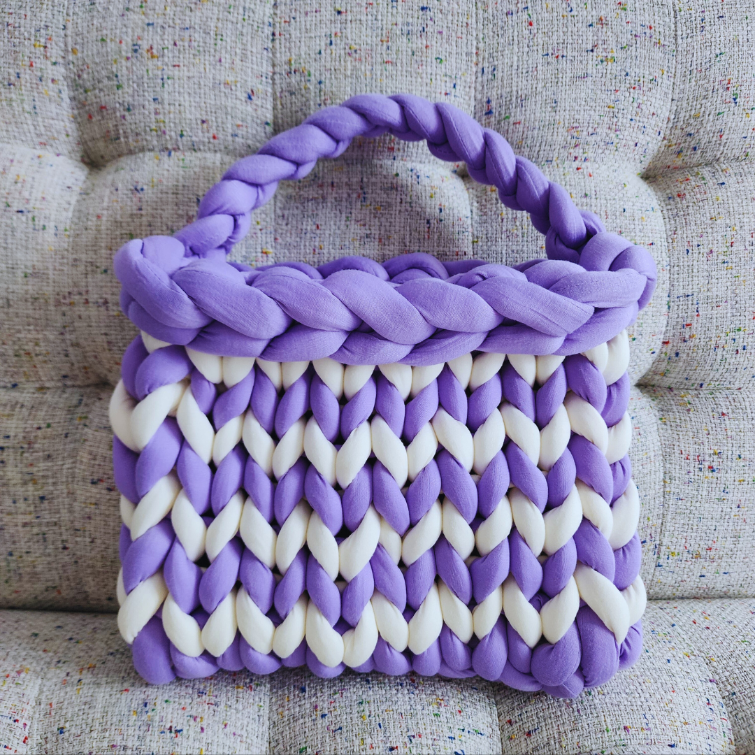 Handmade Single Stitch Striped Tote Bag
