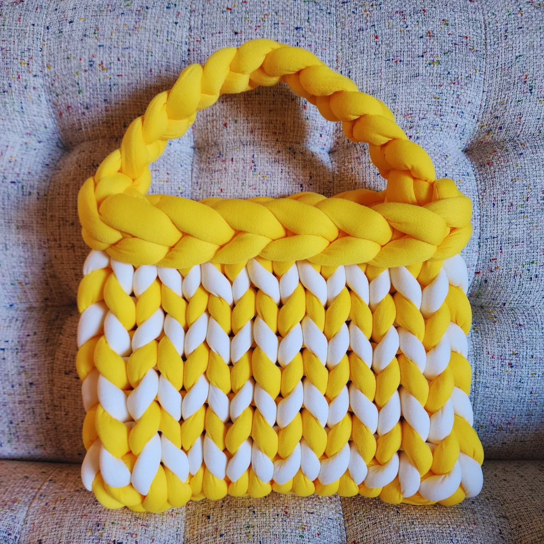 Handmade Single Stitch Striped Tote Bag