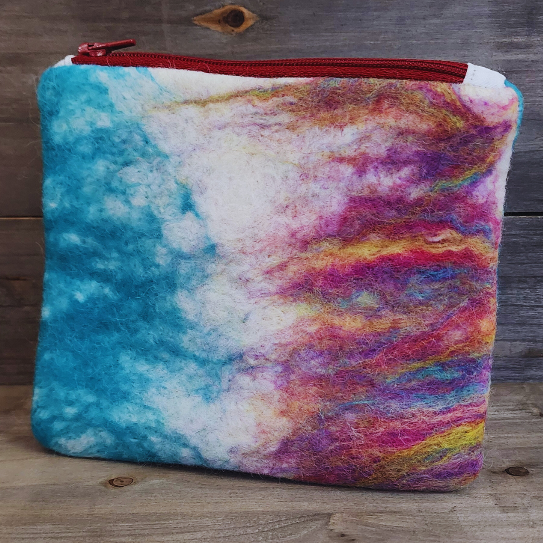BATCH 003: Wet Felted Purple Coin Purses with Zipper Closure