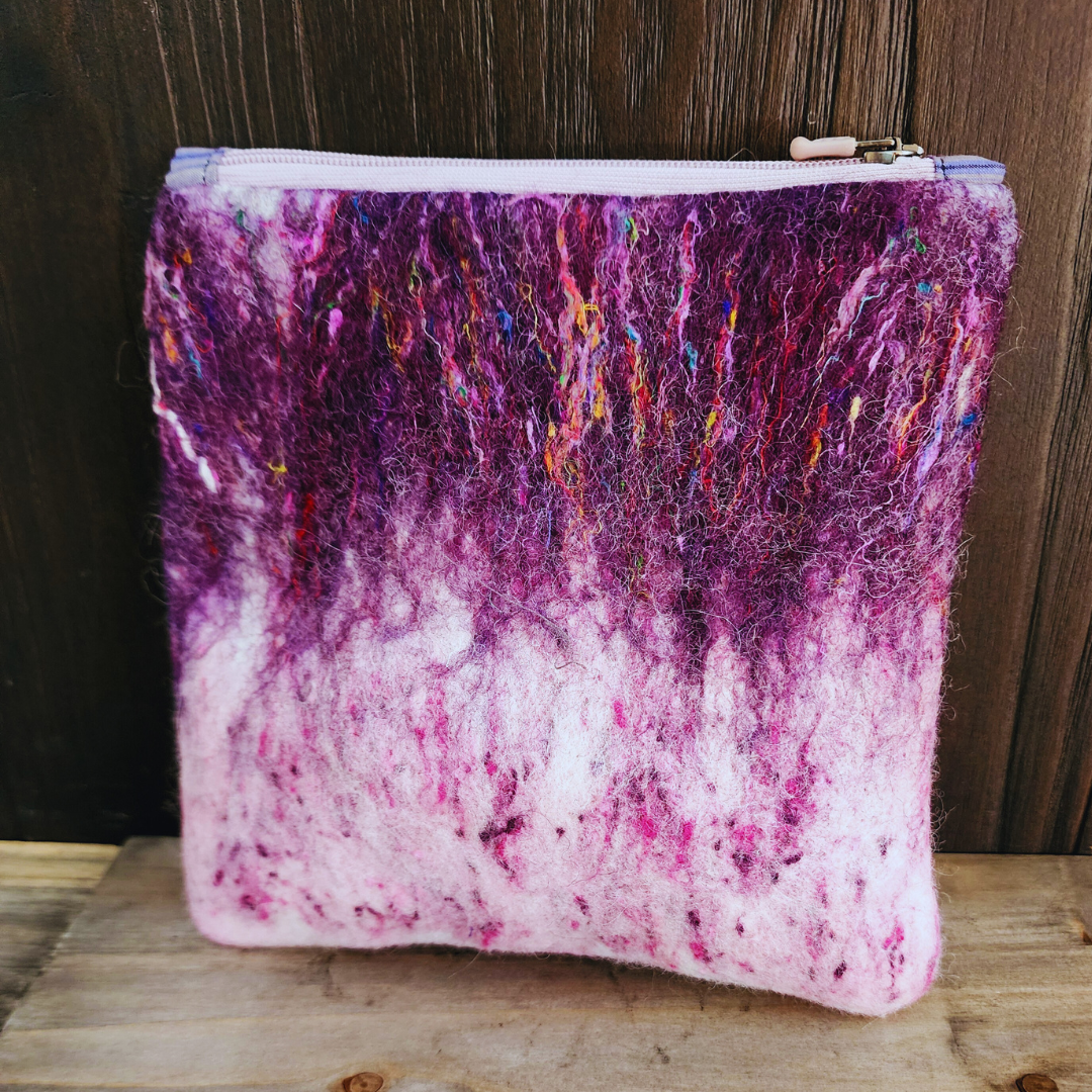 BATCH 003: Wet Felted Purple Coin Purses with Zipper Closure
