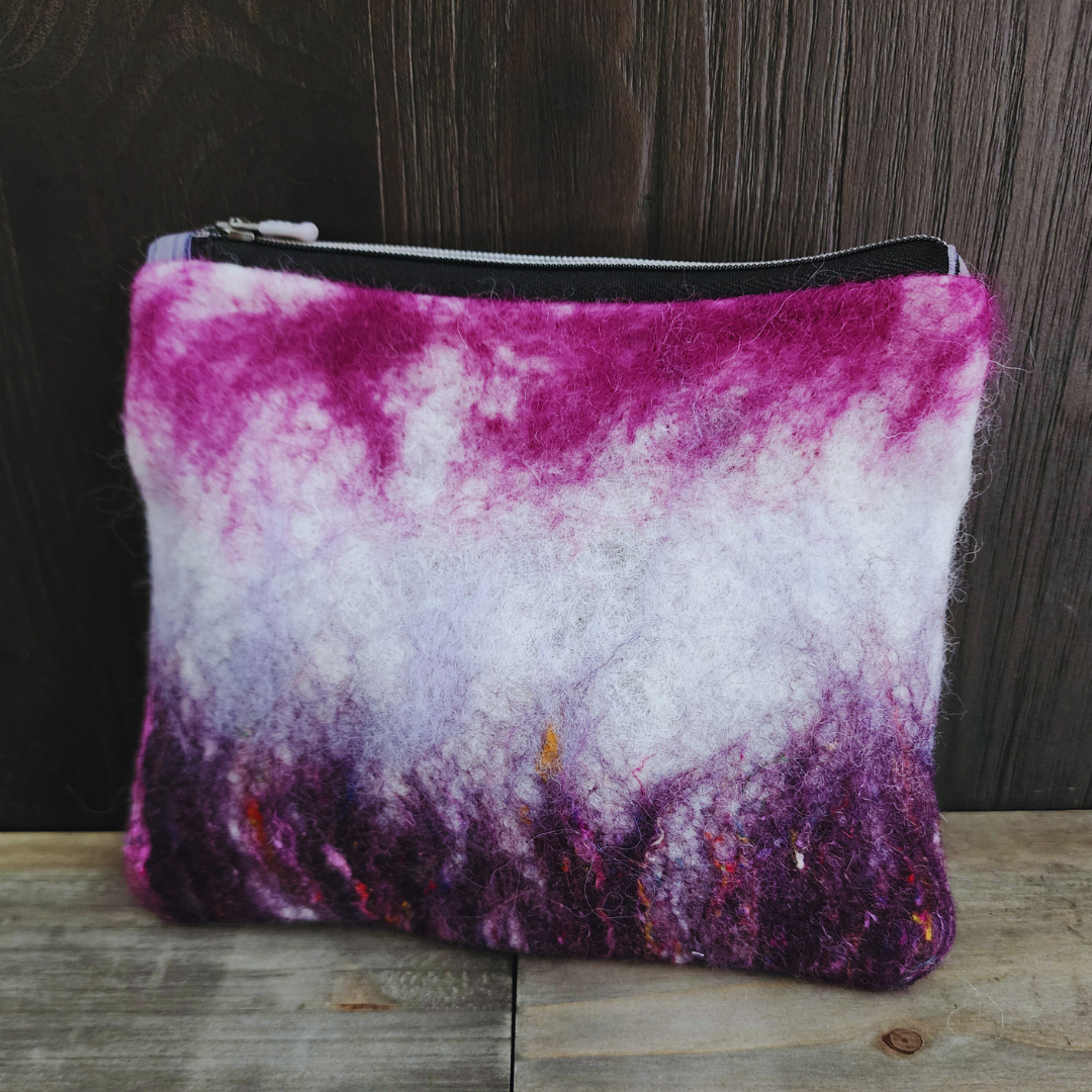 BATCH 003: Wet Felted Purple Coin Purses with Zipper Closure