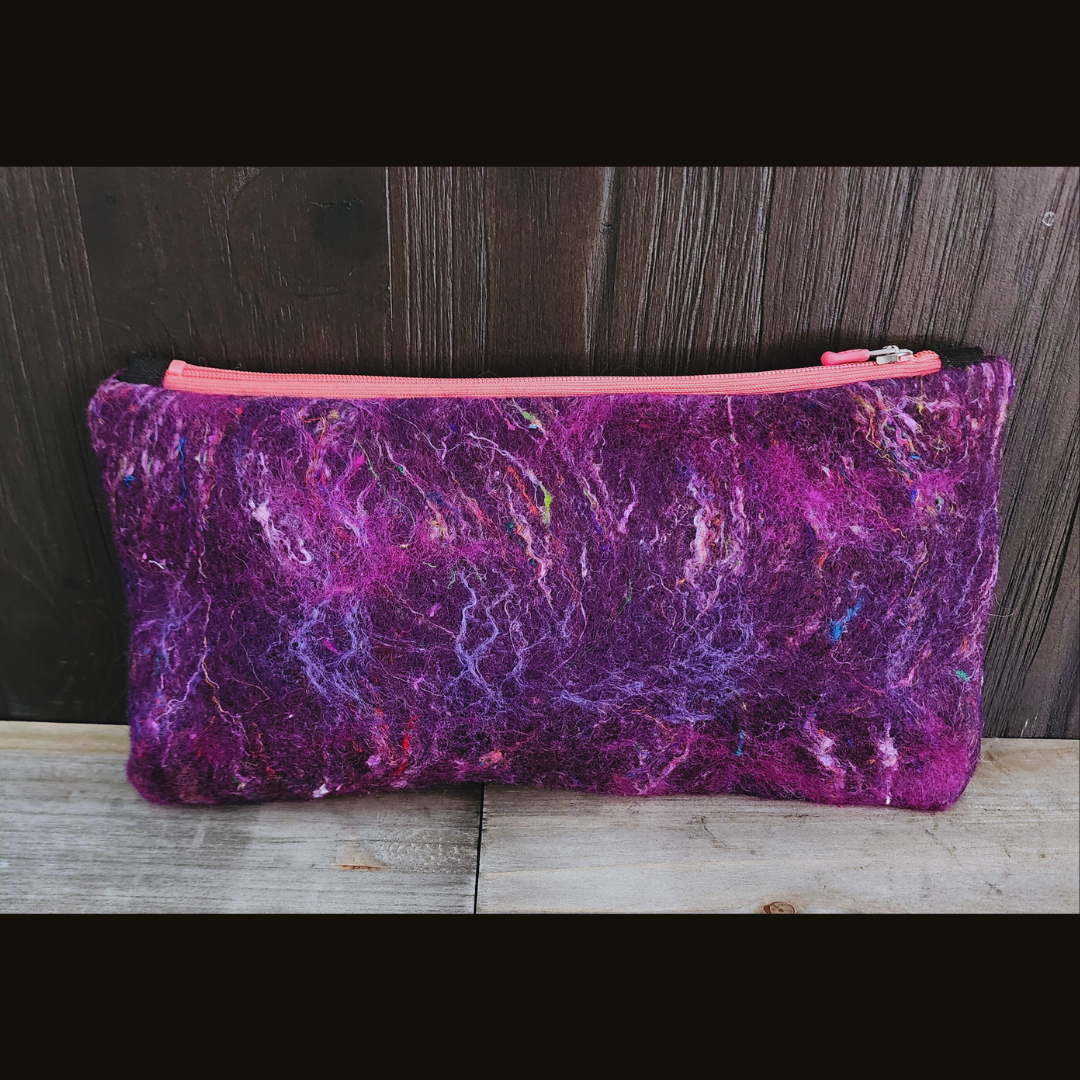 BATCH 003: Wet Felted Purple Coin Purses with Zipper Closure