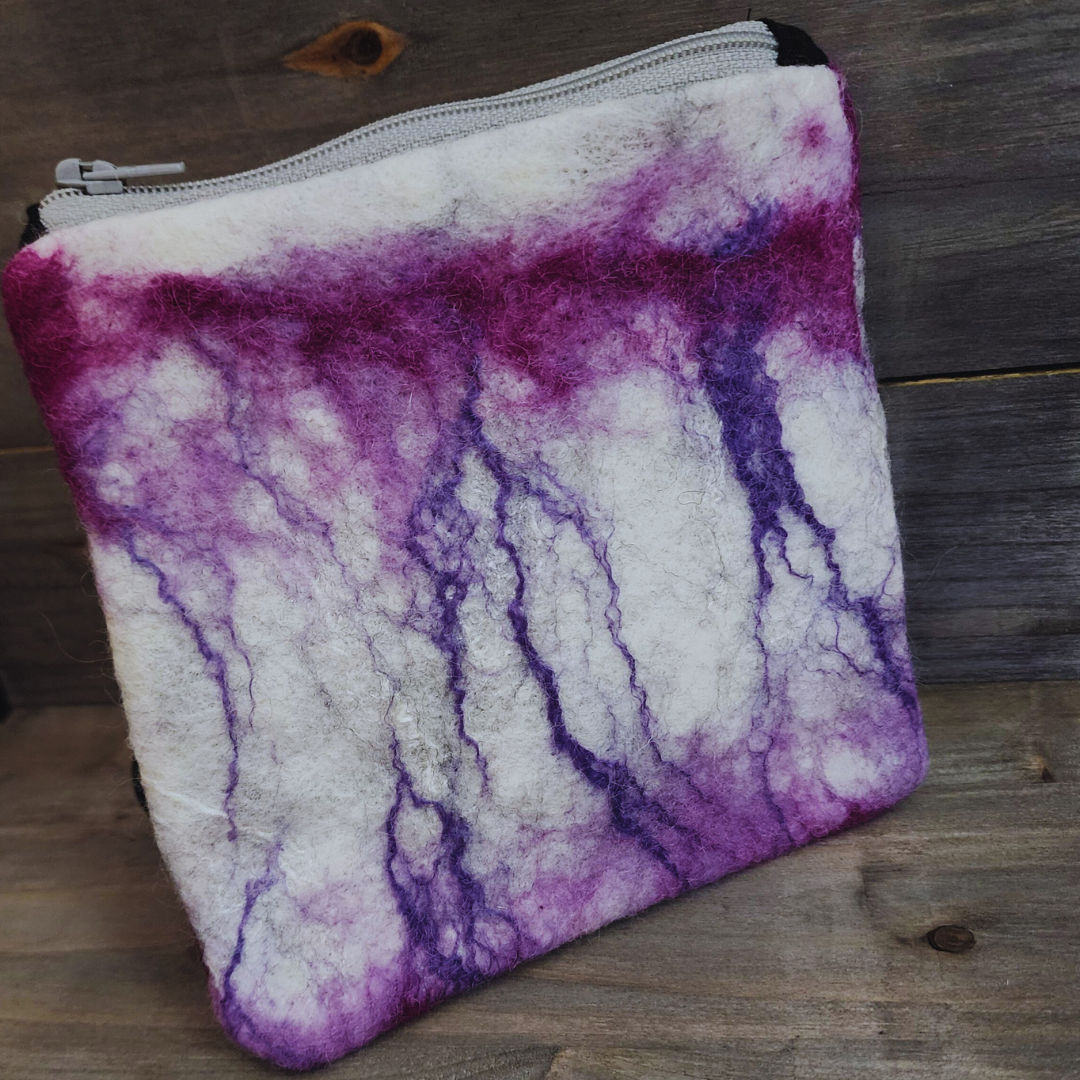BATCH 003: Wet Felted Purple Coin Purses with Zipper Closure