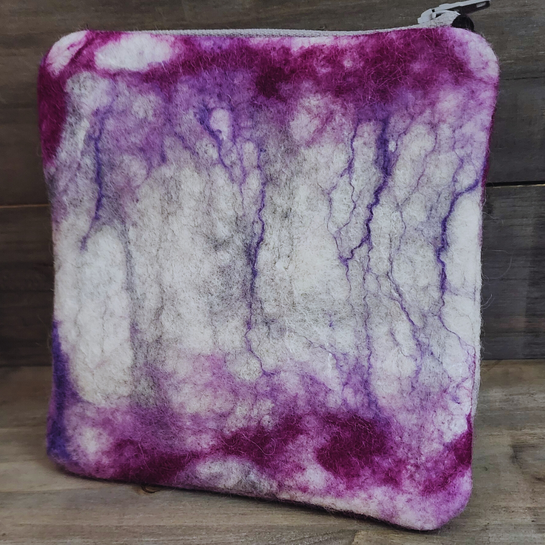 BATCH 003: Wet Felted Purple Coin Purses with Zipper Closure